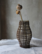 Load image into Gallery viewer, Vasi in vetro soffiato ingabbiato nel ferro battuto ruggine (acquistabili singolarmente)