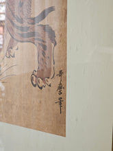 Load image into Gallery viewer, Stampa su seta con cornice "Tiger in the bamboo" Kitawa Utamaro