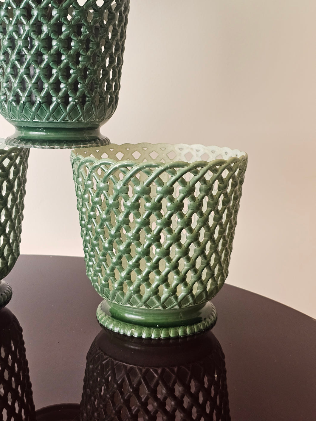 Cache-pot in plastica anni '60 di provenienza francese (verdi)