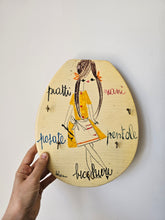 Load image into Gallery viewer, Tavoletta per appendini da cucina decorato a mano anni '60
