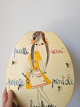 Load image into Gallery viewer, Tavoletta per appendini da cucina decorato a mano anni '60
