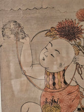 Load image into Gallery viewer, Stampa su seta con cornice "Boy with pet rat" Isoda Koryusai

