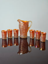 Load image into Gallery viewer, Set da tavola bicchieri + brocca Carnival Glass Marigold made in U.S.A.
