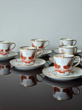 Load image into Gallery viewer, Tazze da caffè bordo oro "galletti rossi" Richard Ginori Pittoria di Doccia (prezzo per set di 6)
