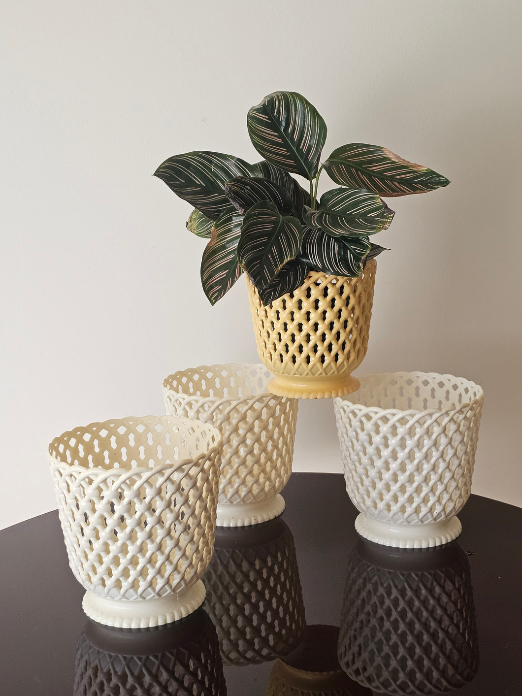 Cachepot in plastica anni '70 di provenienza francese (bianco)