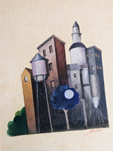 Load image into Gallery viewer, Quadro paesaggio futurista tempera su carta
